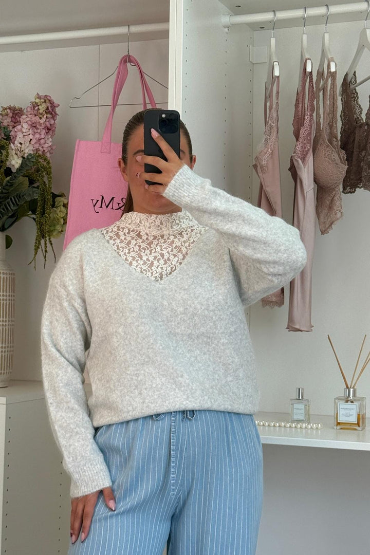 A-bee - Clarisse Striktrøjer - Light grey Strikbluser 