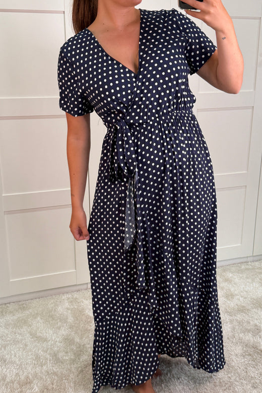 A-bee - Ginevra Dot Wrap Dress - Navy Kjoler 