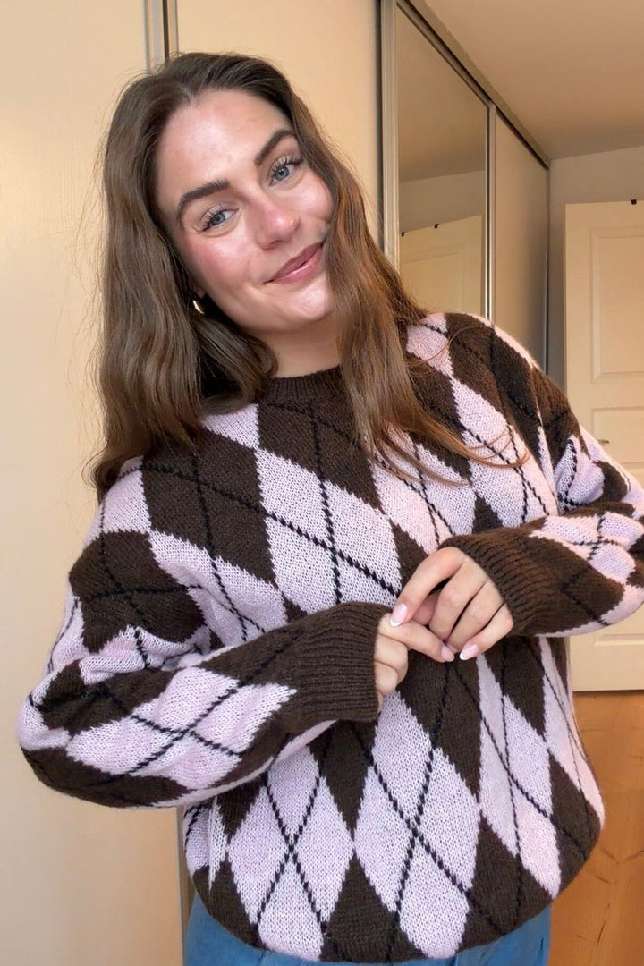 A-bee - Maika Knit - Dark Brown Strikbluser 