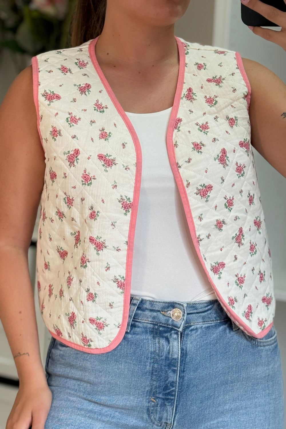 A-bee - Marlene Vest - White Veste 