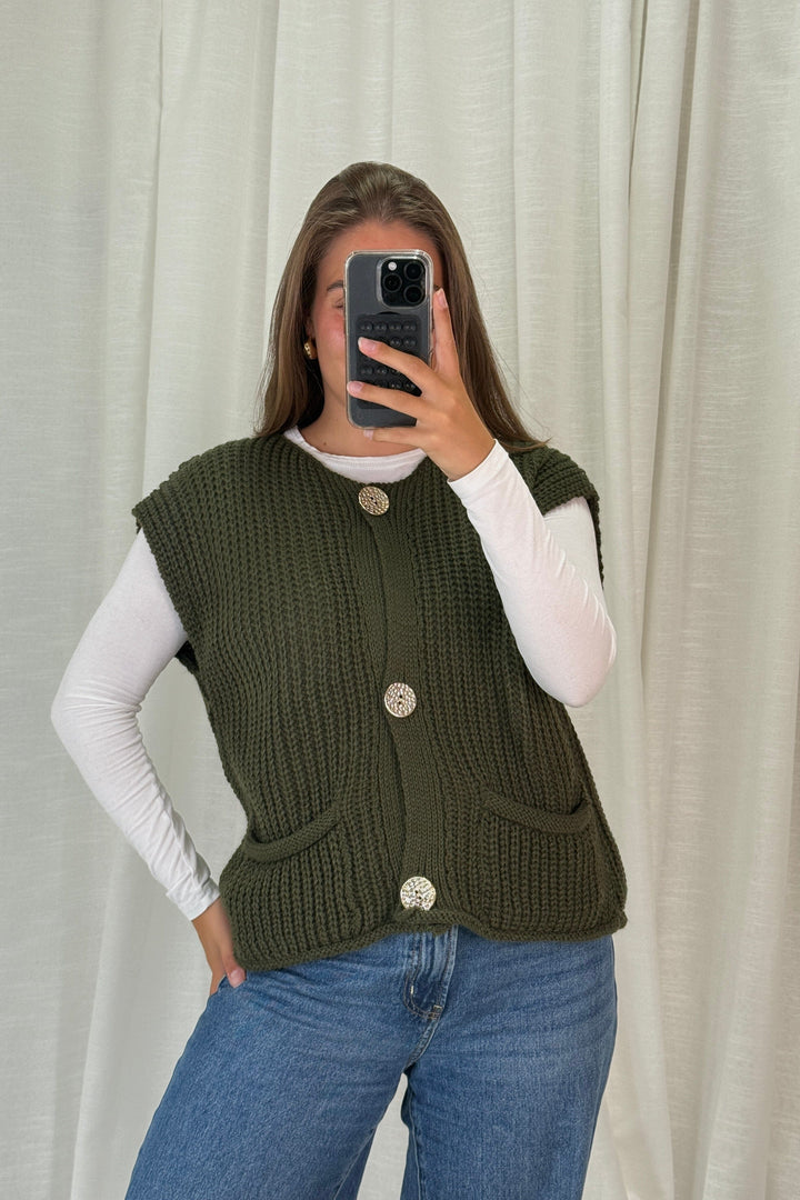 A-bee - Marya Vest - Khaki Veste 