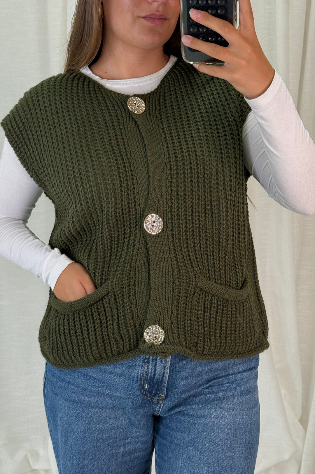 A-bee - Marya Vest - Khaki Veste 
