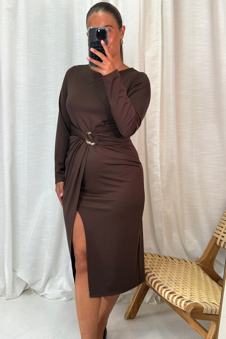 A-bee - Odette Dress - Dark Brown Kjoler 