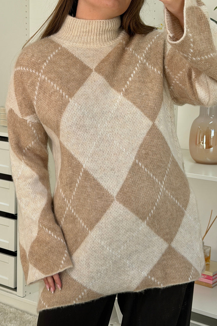 A-bee - Yamina Knit - Beige Strikbluser 