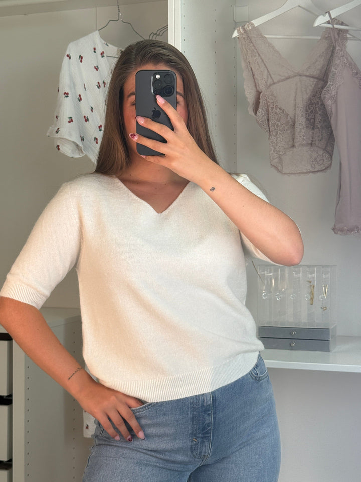 A-bee - Zara Strikbluse - White Strikbluser 