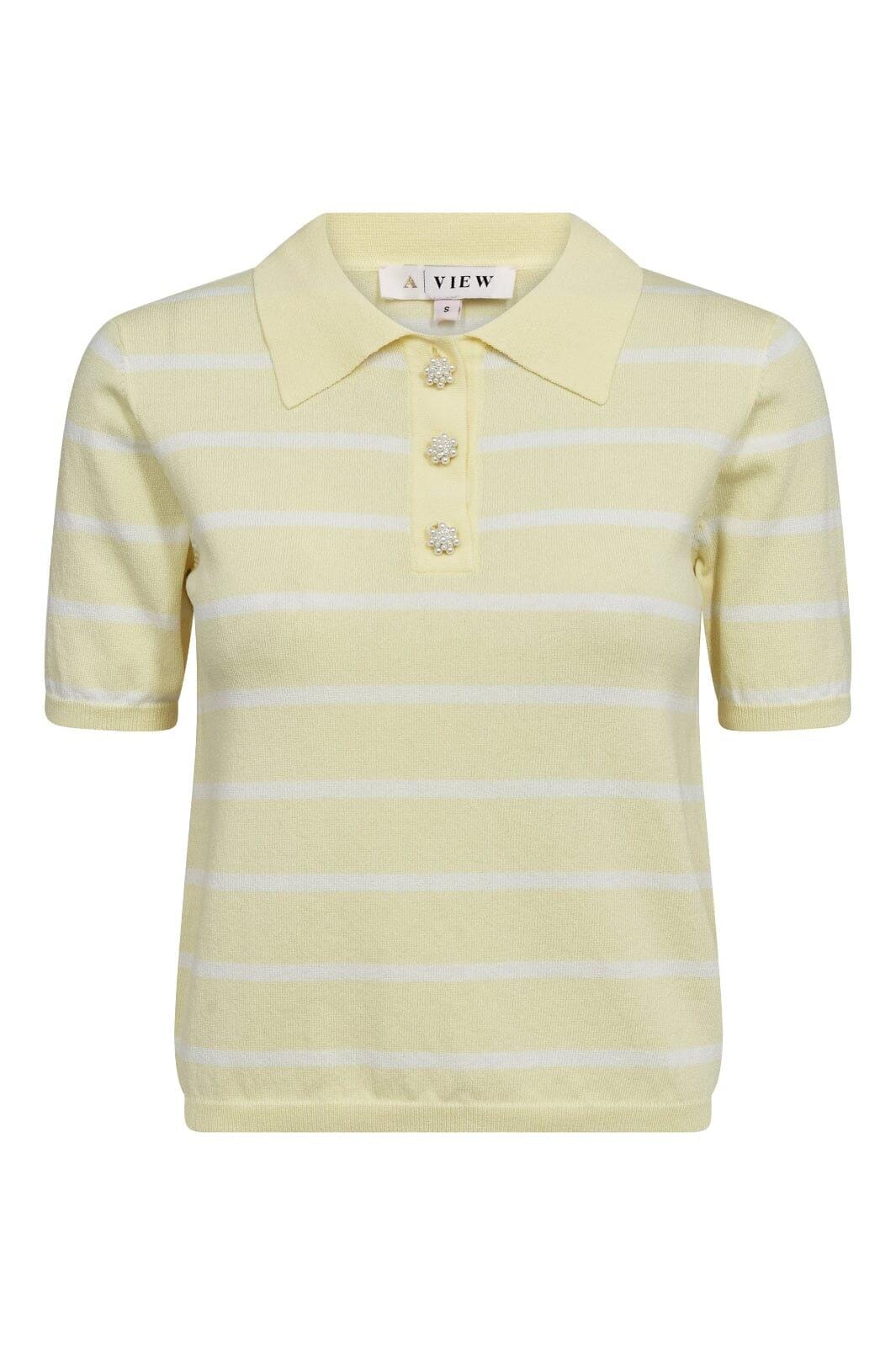 A-View - Elo Knit Polo AV7078 - 123 - Yellow/White Strikbluser 