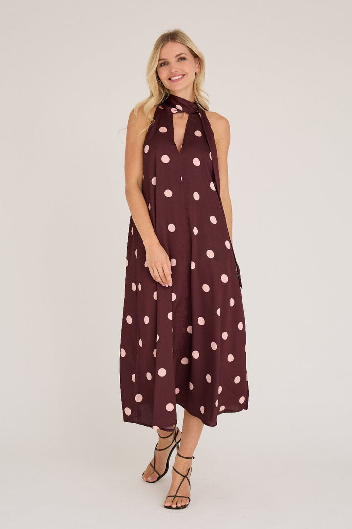 A-View - Emily Dot Dress AV8191 - 373 - Bordeaux/Rose Kjoler 