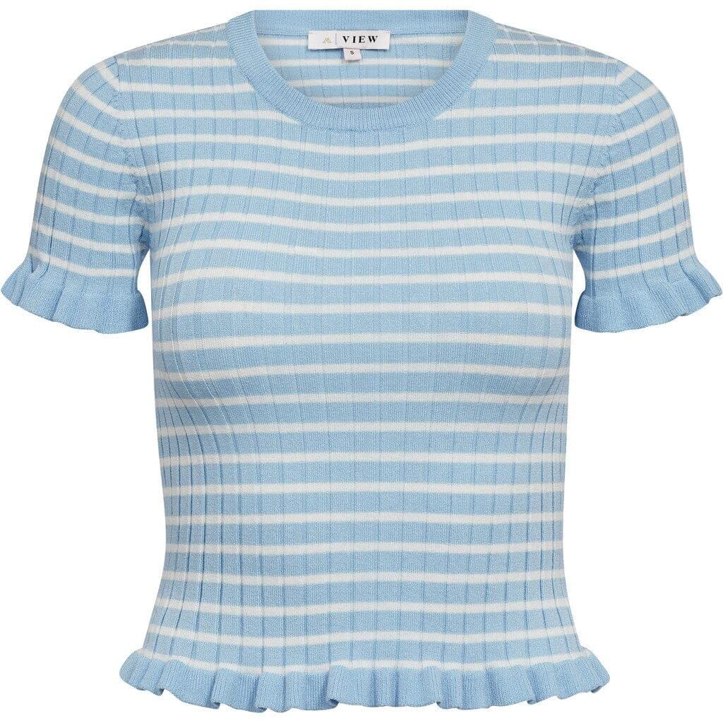 A-View - Fabi Knit Top AV7079 - 100 - Light Blue/White Stripe Strikbluser 