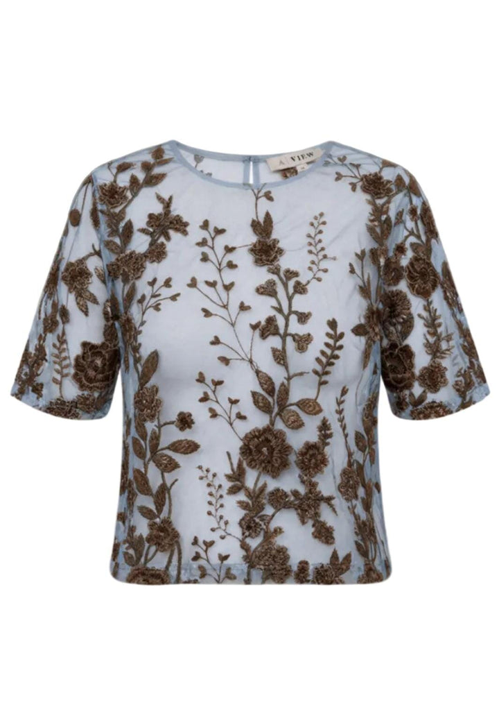 A-View - Fuschia Blouse AV4881 - 899 - Light Blue/Brown Bluser 