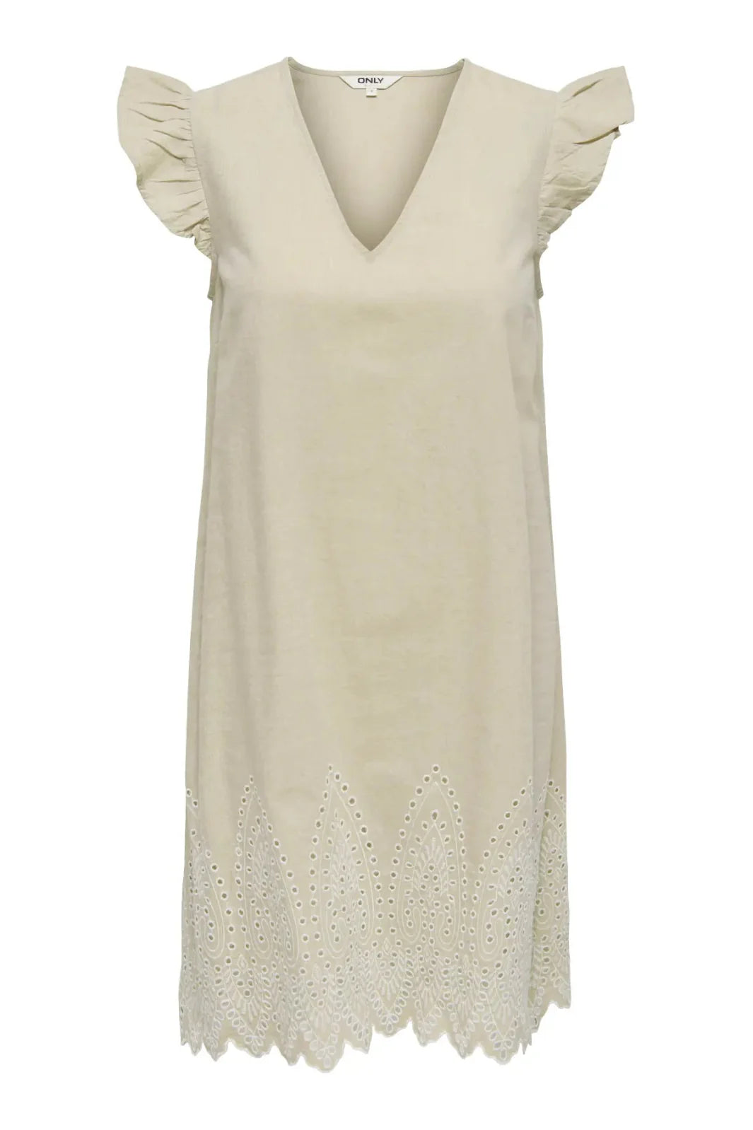 Only - Onltulum Emb S/S Dress - 4961287 Olive Gray Bright White Emb