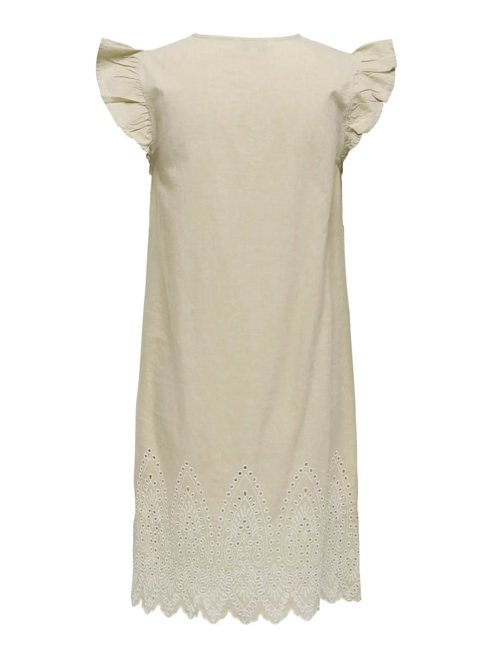 Only - Onltulum Emb S/S Dress - 4961287 Olive Gray Bright White Emb