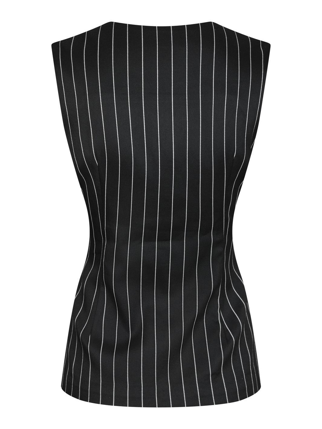Vorbestellung - Yellow Lane - Alva Stripe Waistcoat 165673 - 100 - Black