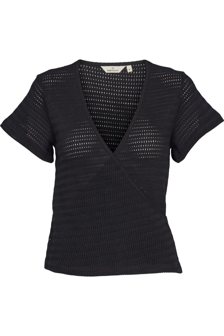 Basic Apparel - Karla Wrap Top GOTS - 001 Black T-shirts 