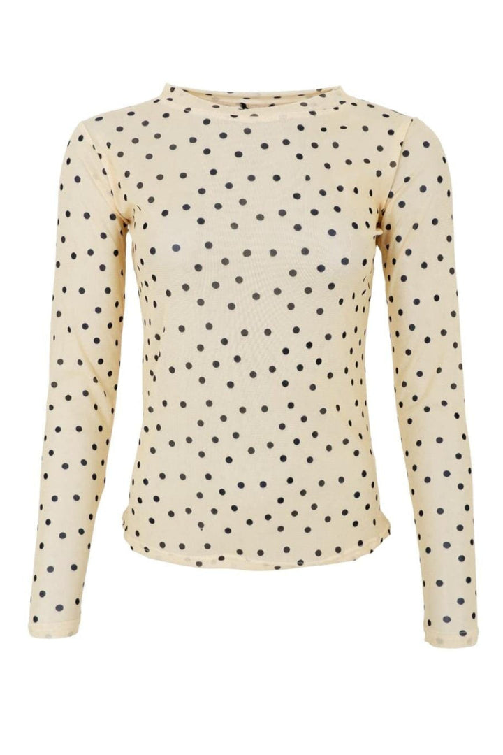 Black Colour - Bcannie Mesh Blouse 3846 - Shirts - Yellow Dot Bluser 