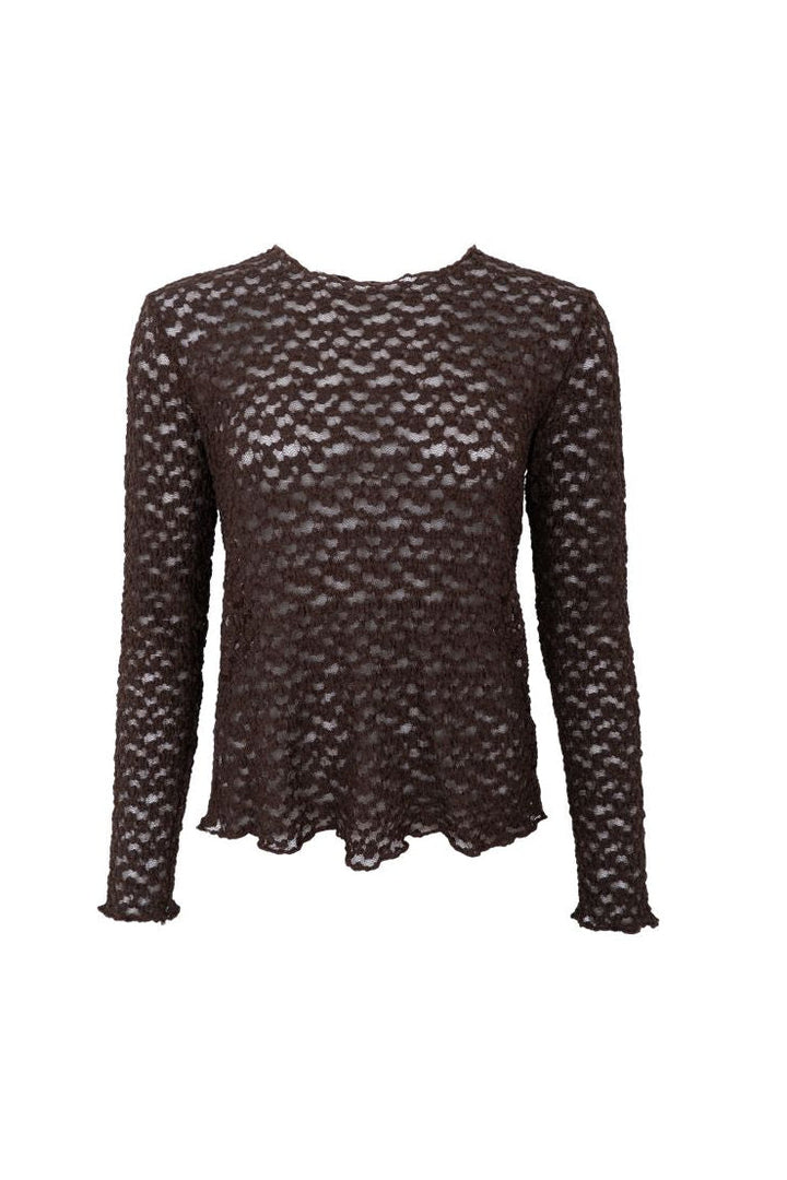 Black Colour - Bcblair Ls Lace Blouse 41049 - Shirts - Coffee