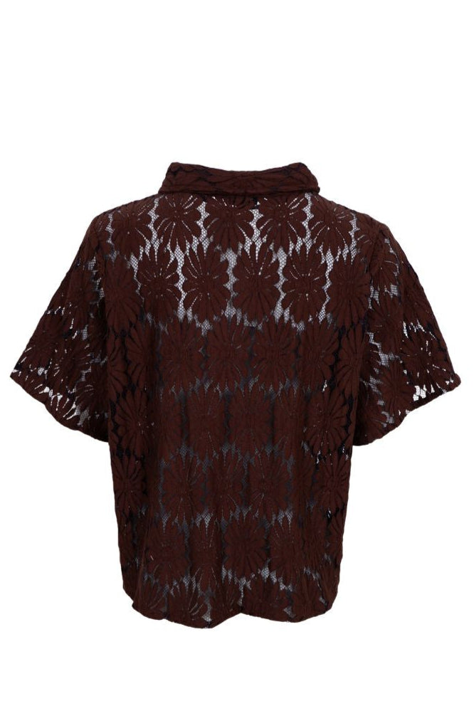 Black Colour - Bccosmos Ss Flower Shirt 40889 - Chocolate