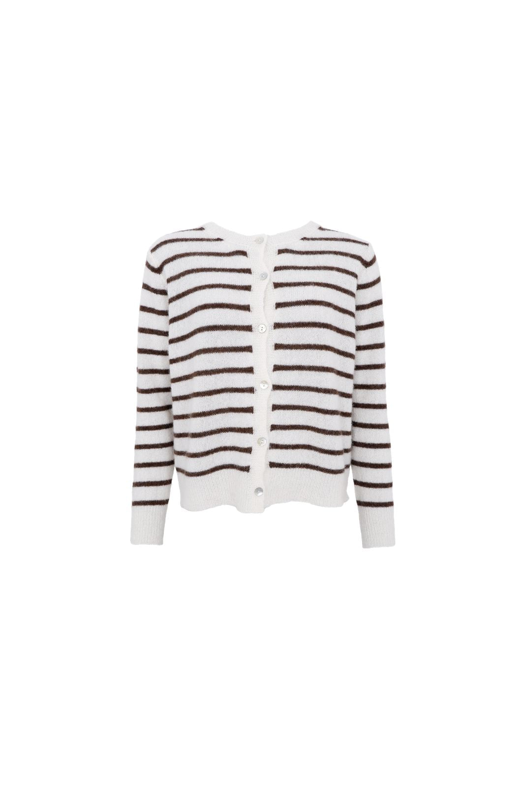 Black Colour - Bcdell Striped Knit Cardigan 1197 - Off White