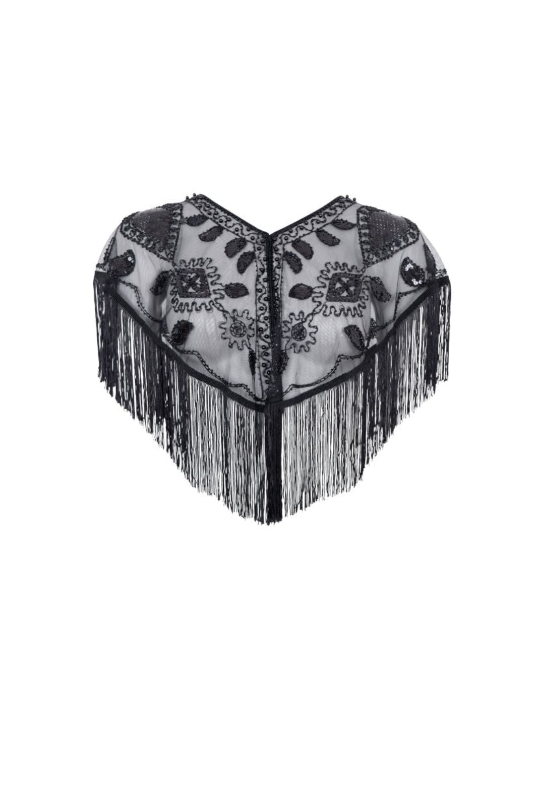 Black Colour - Bcfanya Sequin Fringle Cape 4583 - Black