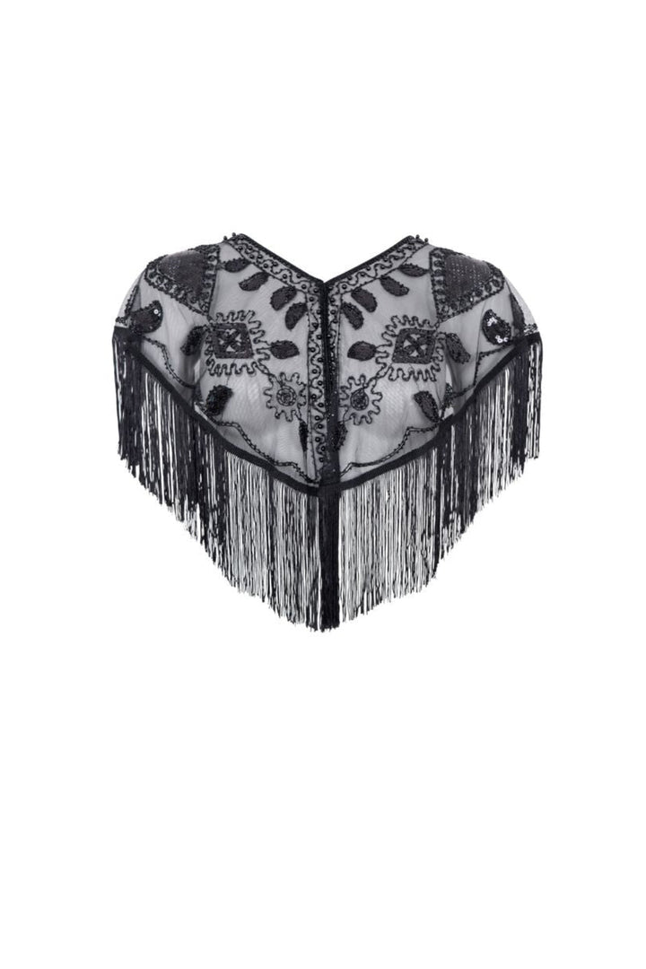 Black Colour - Bcfanya Sequin Fringle Cape 4583 - Black
