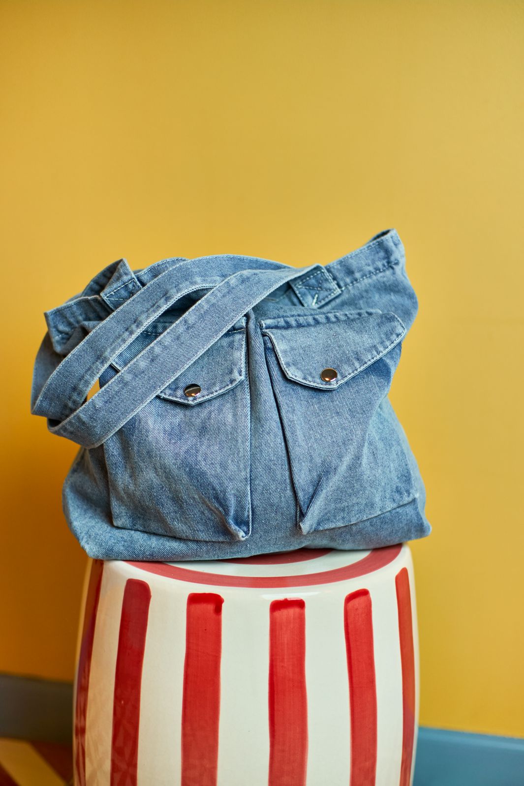 Black Colour - Bchalle Denim Bag 9378 - Lt. Denim Double Pocket