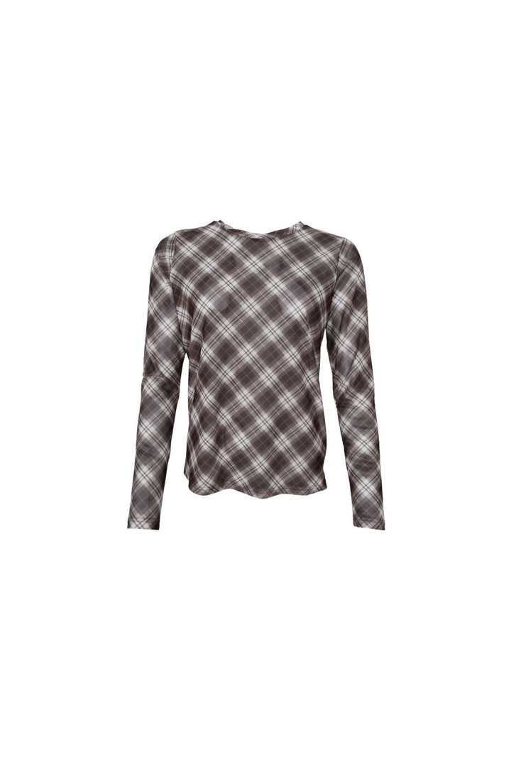Black Colour - Bckamma Mesh Blouse 42000 - Shirts,Mesh & Basic Blouses - Brown Tartan