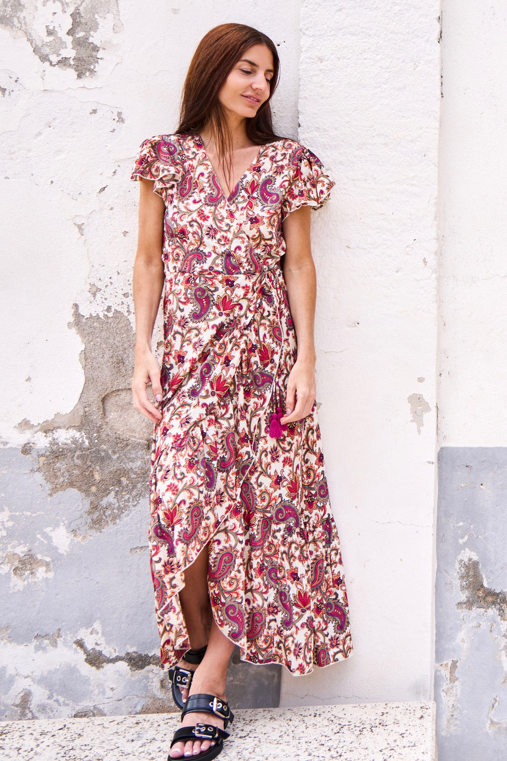 Black Colour - Bcluna Flared Wrap Dress 39151 - Vivid Rouge Kjoler 