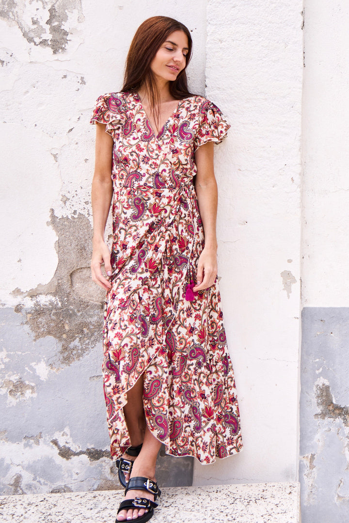 Black Colour - Bcluna Flared Wrap Dress 39151 - Vivid Rouge Kjoler 