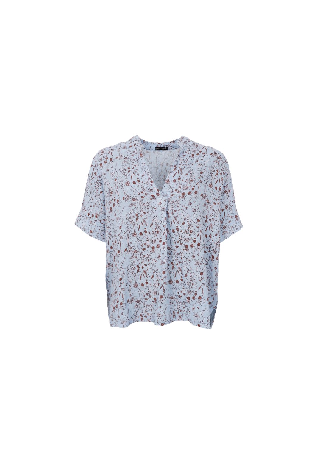 Black Colour - Bcmelina Ss Linen Blouse 40842 - Floral