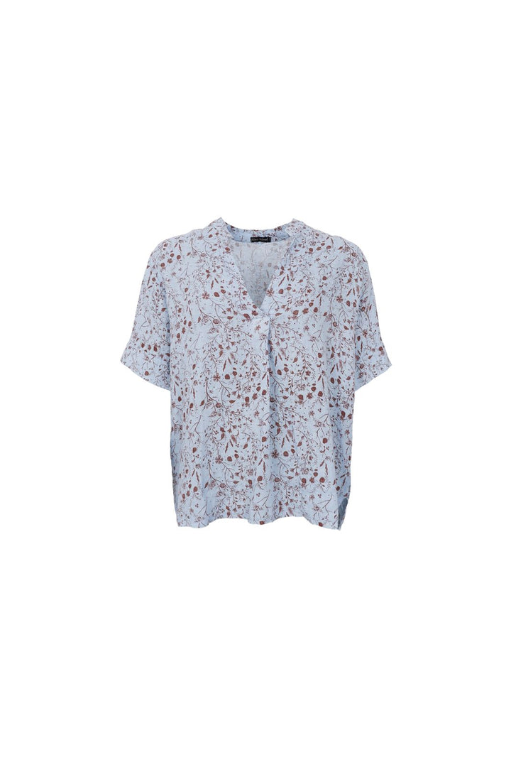 Black Colour - Bcmelina Ss Linen Blouse 40842 - Floral