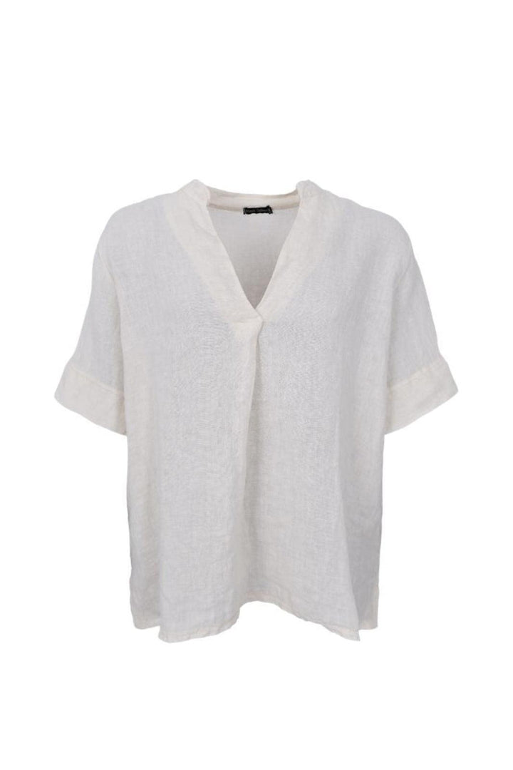 Black Colour - Bcmelina Ss Linen Blouse 40842 - Vanilla