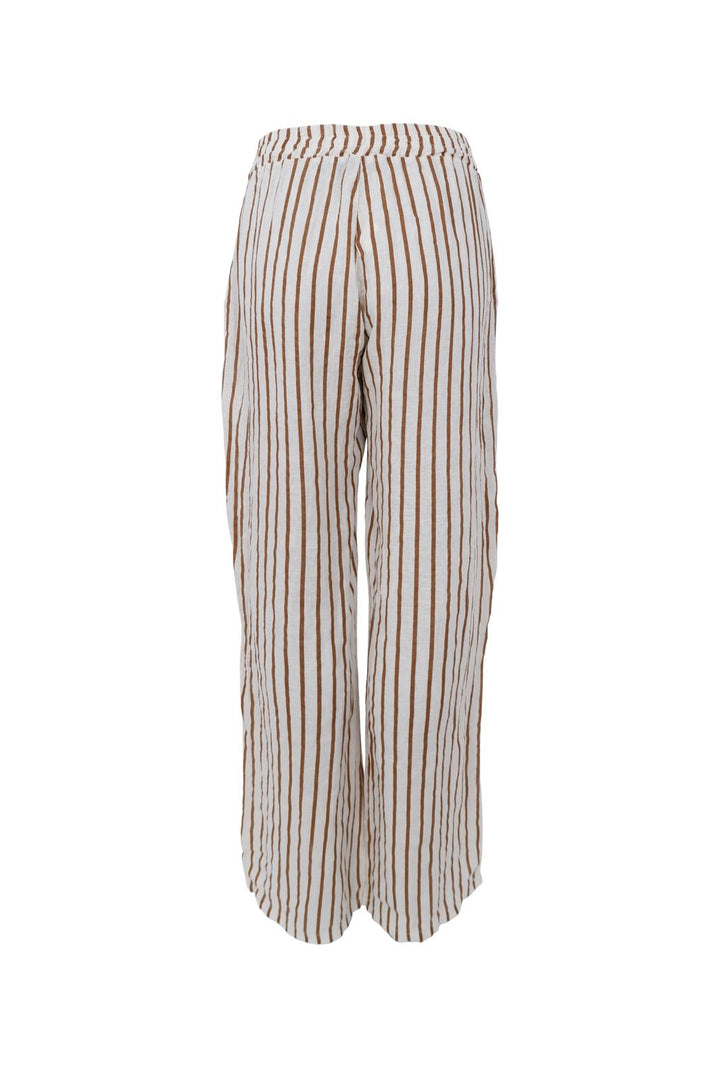 Black Colour - Bcmelina Wide Linen Pant 41114 - Camel Stripe
