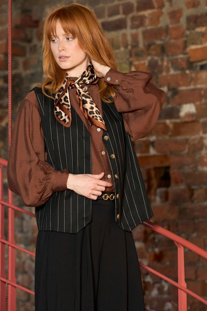 Black Colour - Bcnira Mini Scarf W. Golden Ring 3638 - Leo Tørklæder 