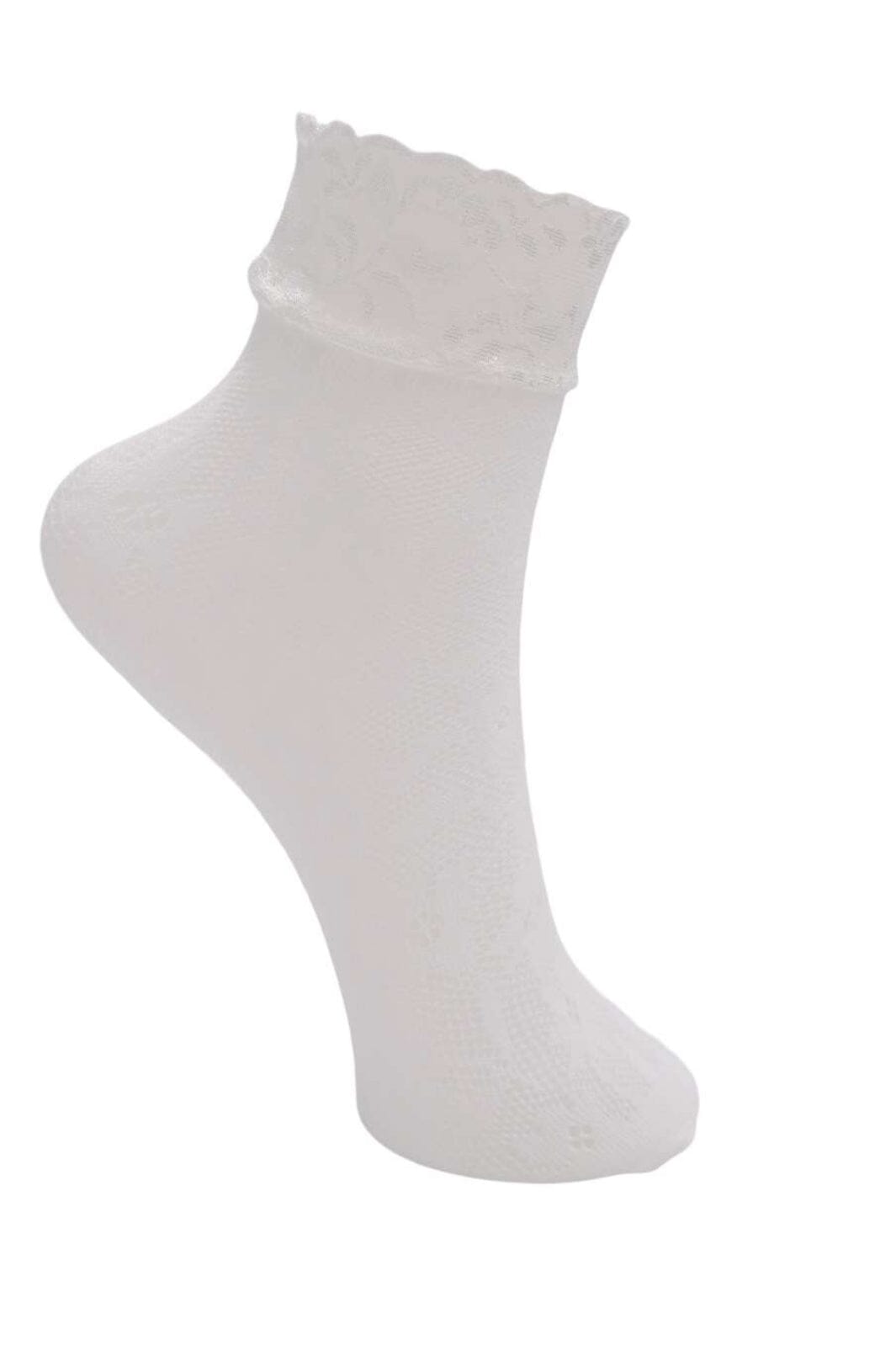 Black Colour - Bctegan Anclet Flower Sock 4351 - White