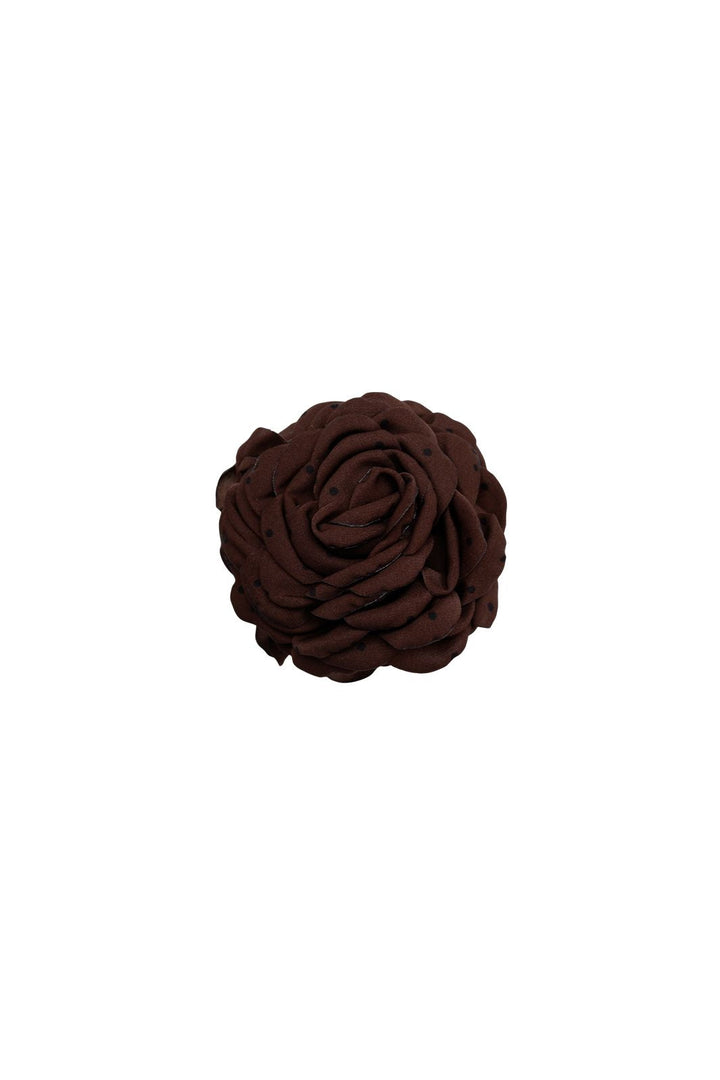 Black Colour - Bcvilla Mega Flower Hair Claw 6027 - Coffee W. Dots