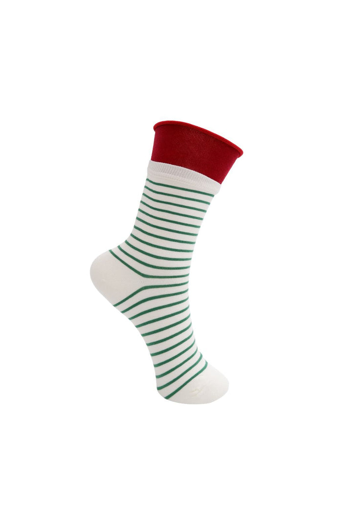Black Colour - Bcwilhelmine Sock 8502 - Green Stripe