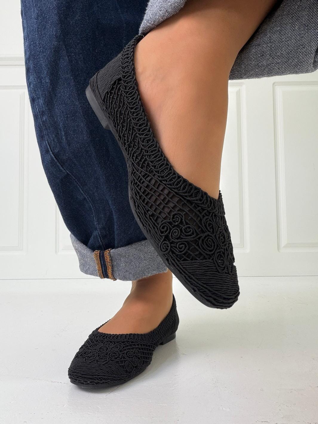Bloom - Gladiolus Ballet Flats - Black Ballerinaer 