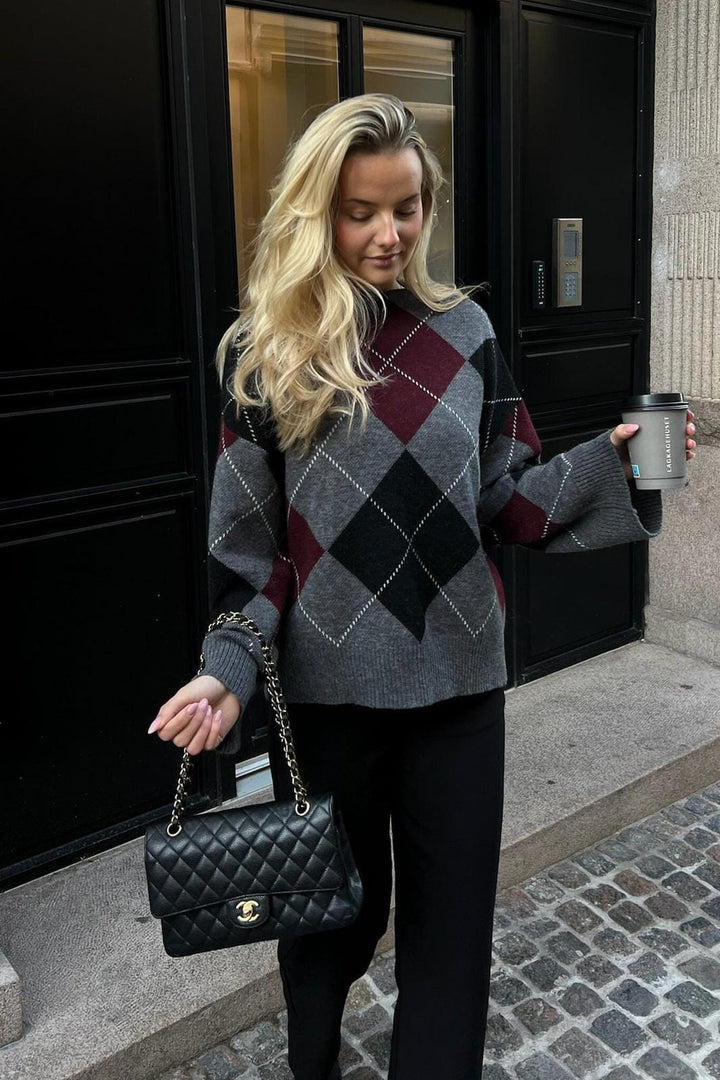 BYIC - Boletteic Pullover D078 - Grey Argyle Sweatshirts 