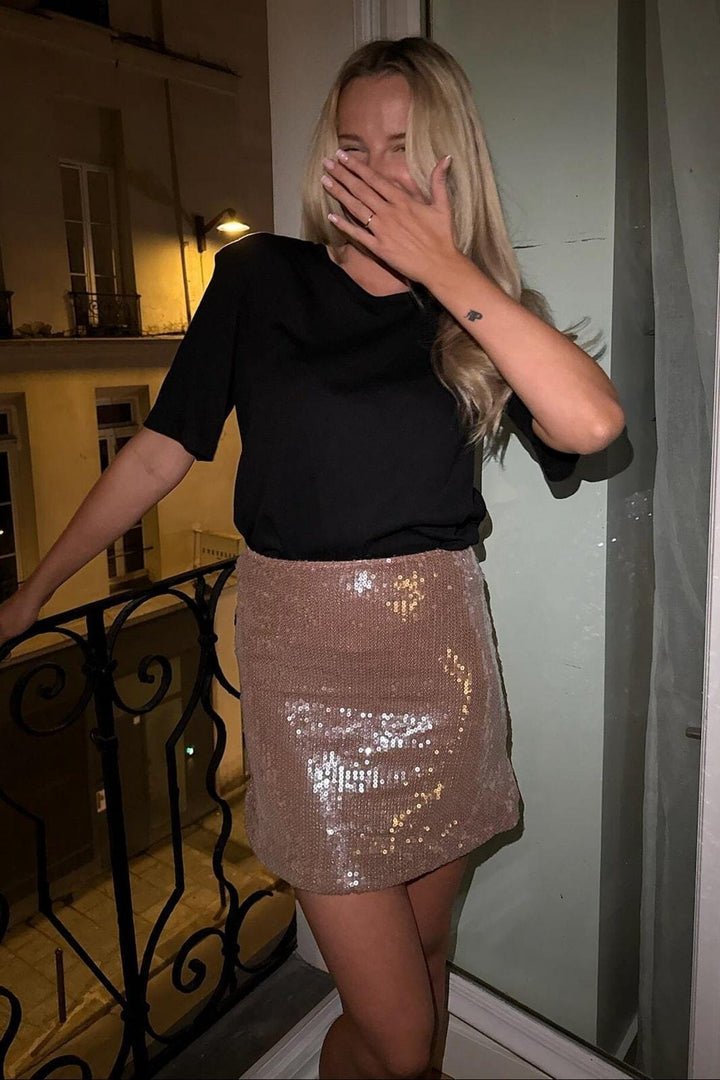 BYIC - Emilyic Mini Skirt A23732 - Light Brown Sequin Nederdele 