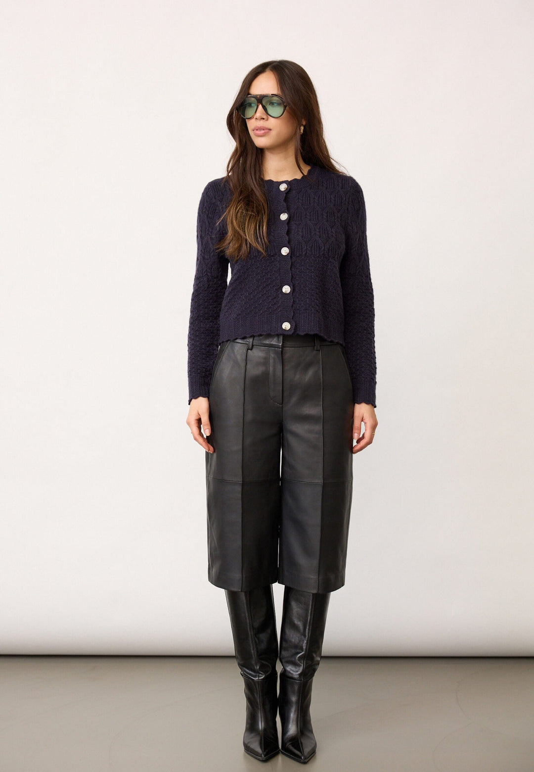 Co´Couture - 32130 Rowcc Pointelle Cardigan 500192 - 40007 - Navy Cardigans 