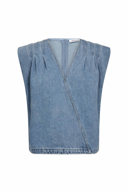Co´Couture - Asjacc Wrap Denim Top 45125 - 552 - Denim Blue