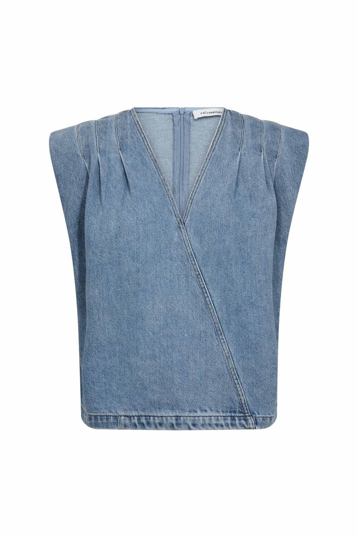 Co´Couture - Asjacc Wrap Denim Top 45125 - 552 - Denim Blue