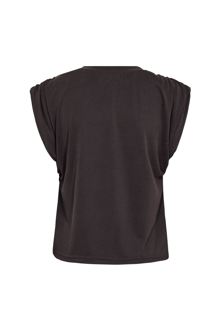 Co´Couture - Camillacc Ruched Shoulder Tee 43033 - 140 - Dark Grey