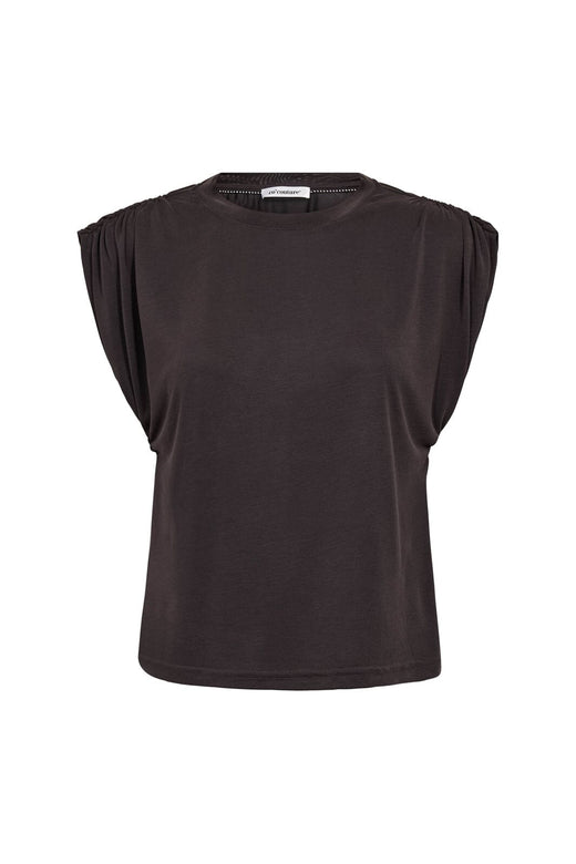 Co´Couture - Camillacc Ruched Shoulder Tee 43033 - 140 - Dark Grey