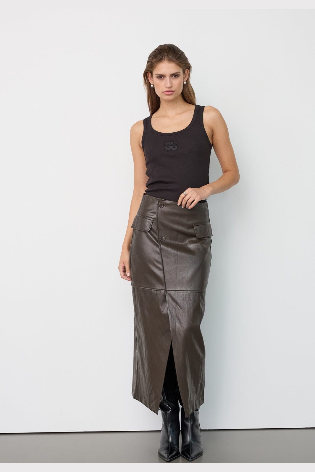 Co´Couture - Gittcc Asym Floor Skirt 500477 - 20003 - Dark Brown