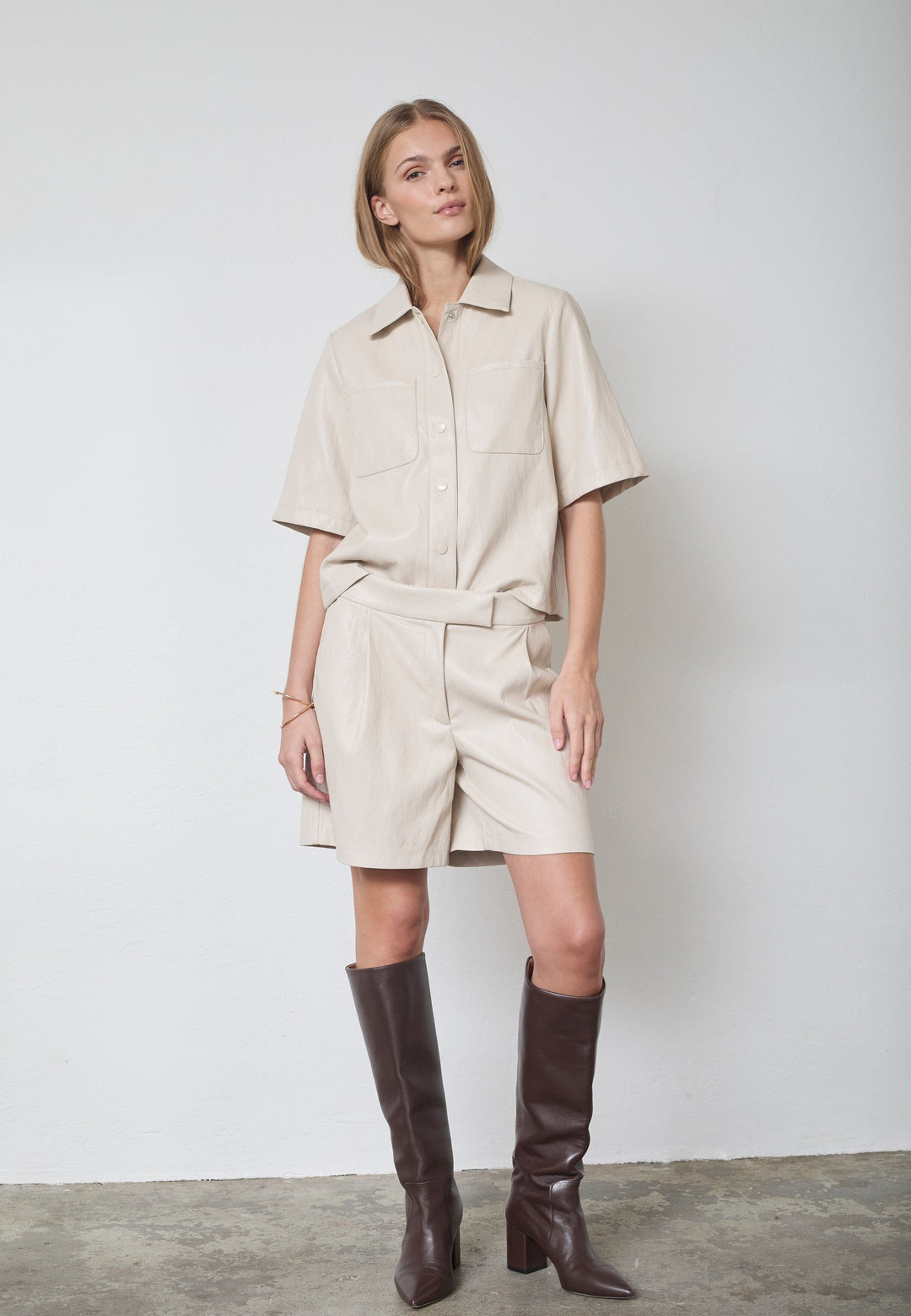 Co´Couture - Gittcc Pleat Shorts 41070 - 199 - Bone Shorts 