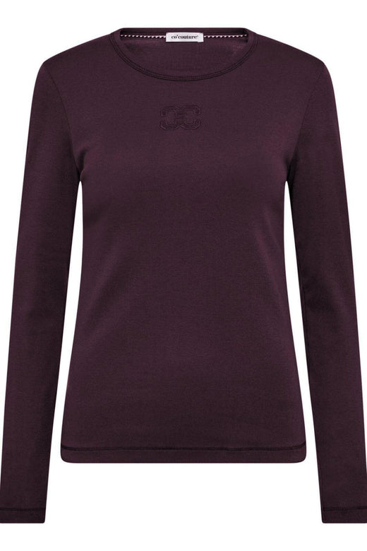 Co´Couture - Grannycc Embroidery Ls Tee 33180 - 67 - Plum Bluser 