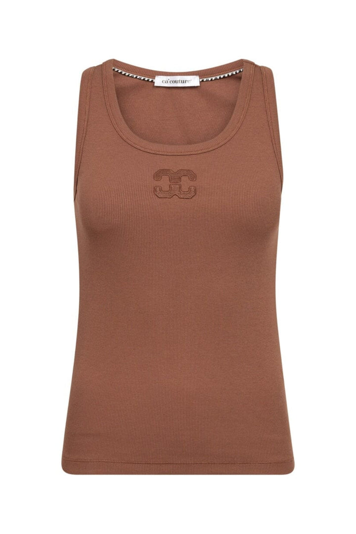 Co´Couture - Grannycc Rib Solid Emb Tank 43009 - 35 - Suntan