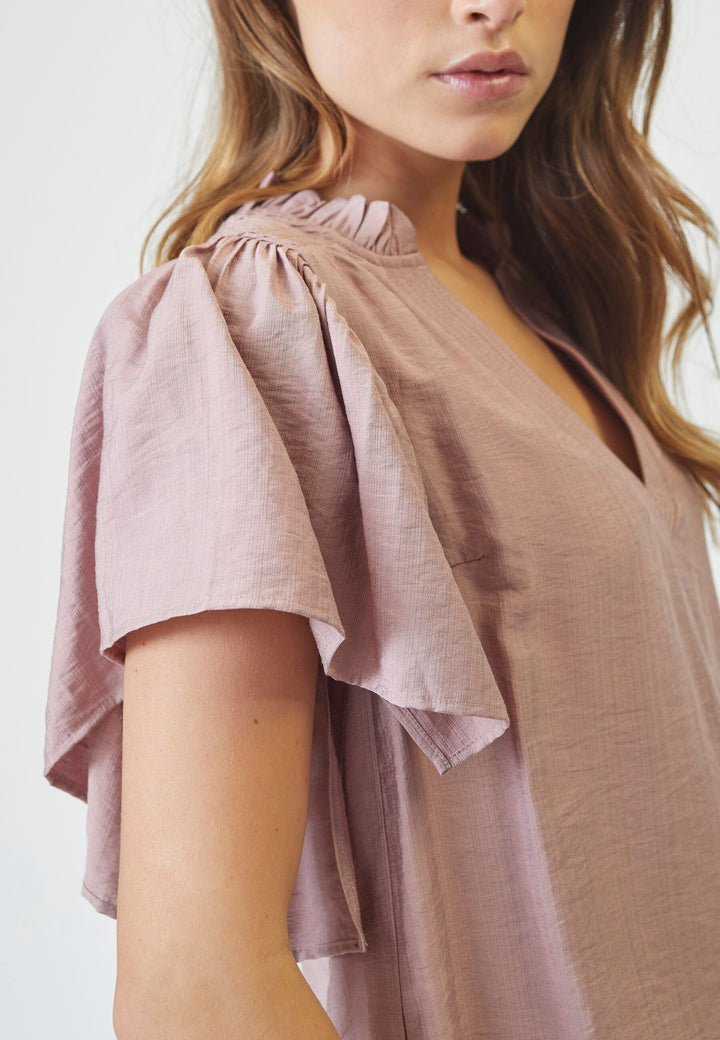 Co´Couture - Heracc Ss Frill Top 35703 - 103 - Old Rose Skjorter 