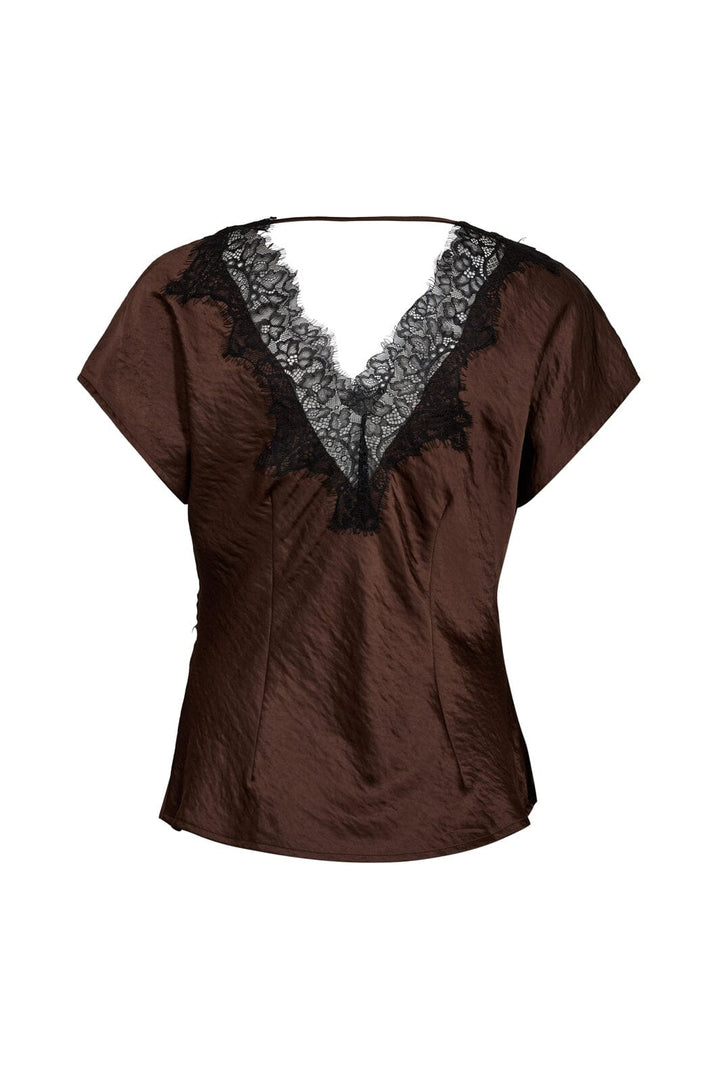 Co´Couture - Iduncc Lace Ss Blouse 45167 - 145 - Dark Brown