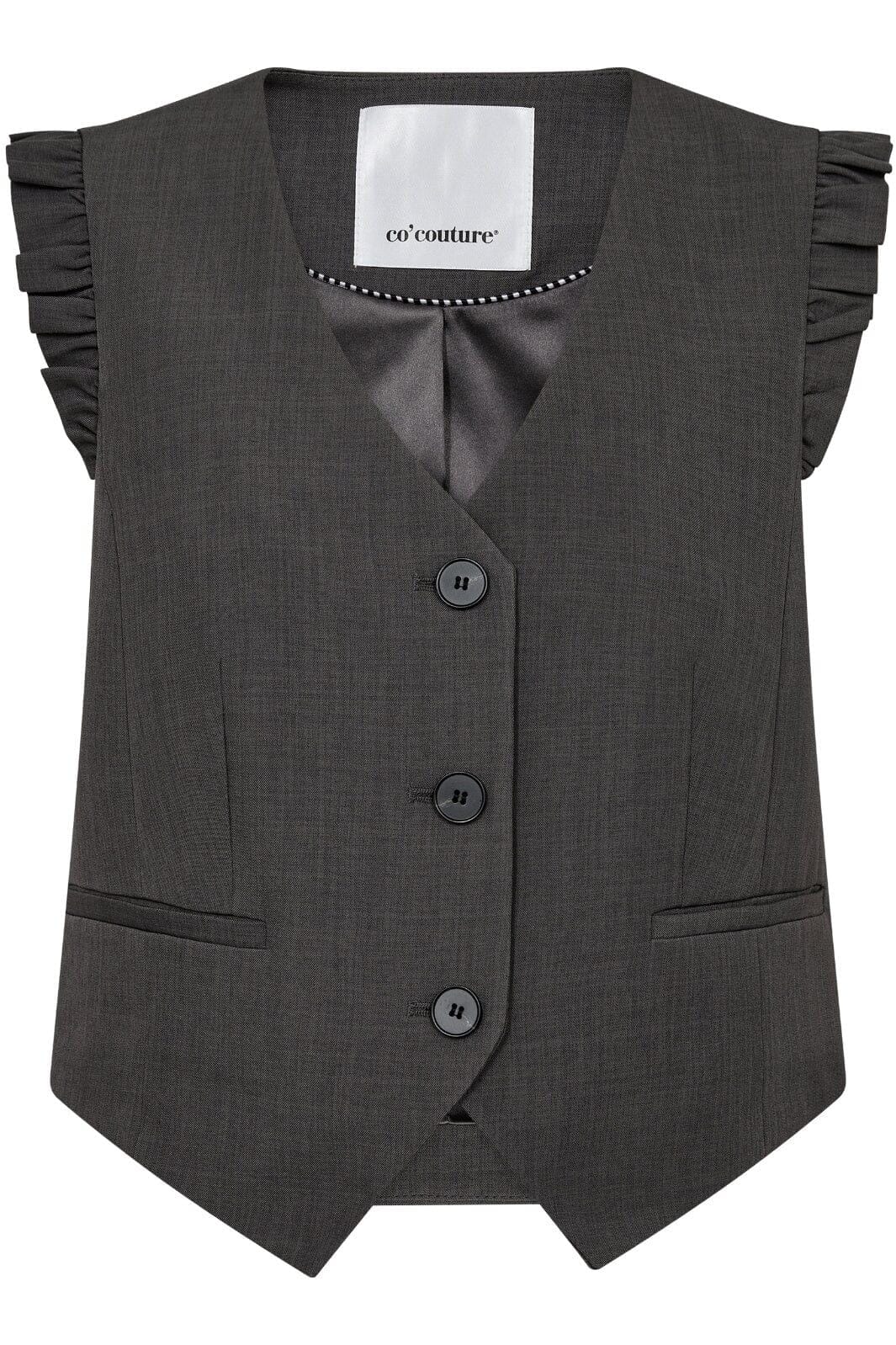 Forudbestilling - Co´couture - Lianecc Frill Tailor Vest 30274 - 140 Dark Grey Frakker 
